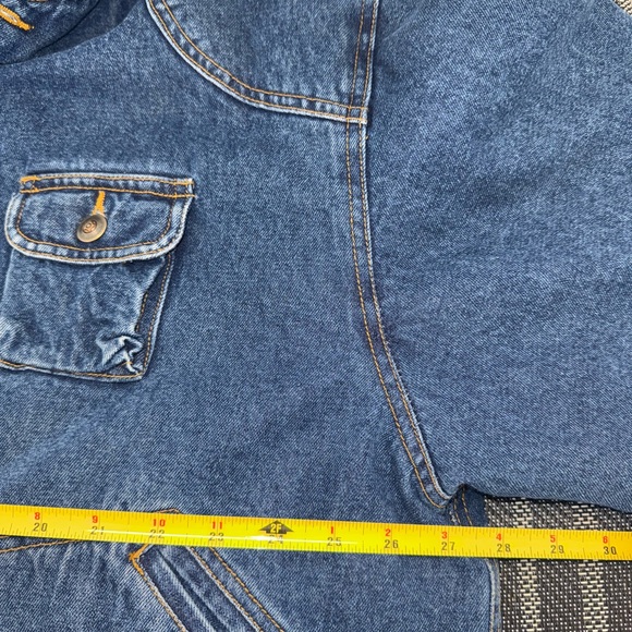 Vintage Maxwear Flannel Lined Denim Chore/Barn Jacket with Leather Collar M-XL - Picture 11 of 12